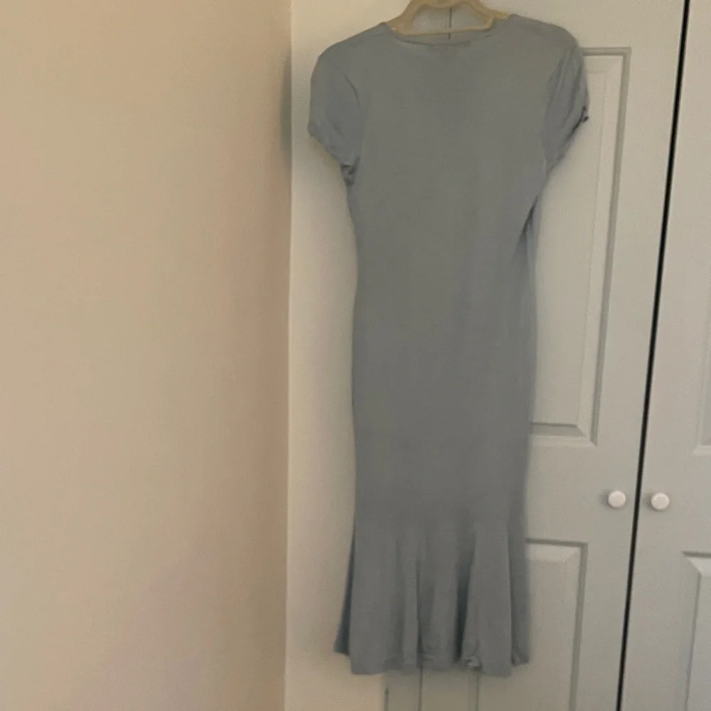 Ralph Lauren Blue Label Silk Short Sleeve Fitted Midi Dress Dusty Blue - Medium - Picture 15 of 16